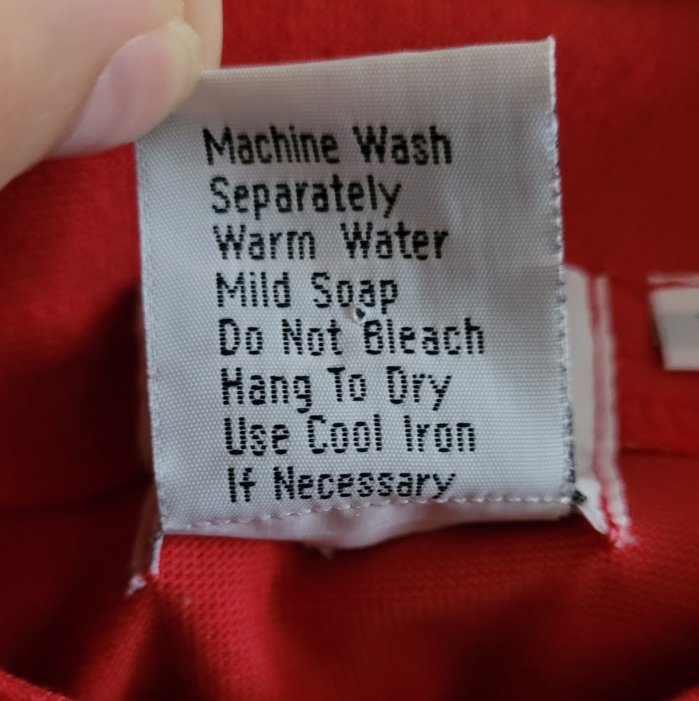 Vintage 3 Button Mock Neck Cotton Blend Top, Women's L, Tomato Red - Picture 6 of 9